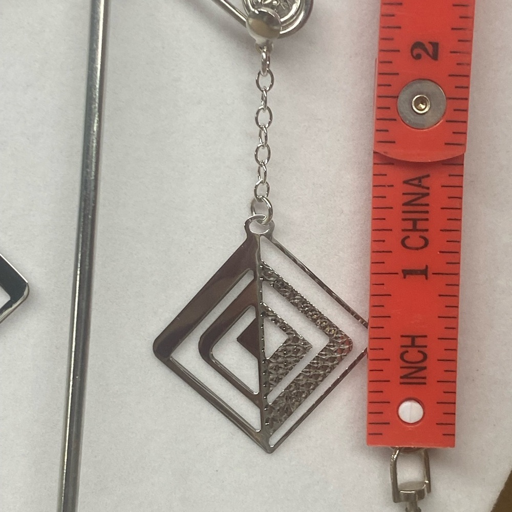 Chic Sterling Silver Geometric Drop Earrings - image 3